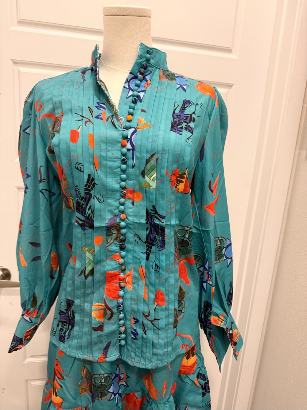 🔥Everard’s Clothing 2PC Tiered Teal Floral Maxi Skirt Set with Waist Tie NWT - Picture 11 of 14